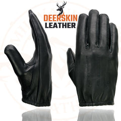 Milwaukee Leather SH887 Men's Black Short Wrist Deerskin Unlined Leather Gloves