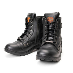 Milwaukee Leather MBL9328 Women's Black Full Grain Leather Classic Motorcycle Riding Boots-Lace-Up Closure Shoes