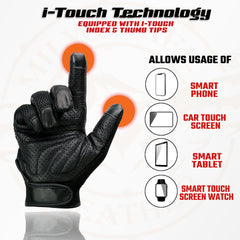 Milwaukee Leather MG7503 Men's iTouch Screen Fingers' Black Leather and Mesh Racing Gloves