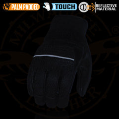 Milwaukee Leather MG7503 Men's iTouch Screen Fingers' Black Leather and Mesh Racing Gloves