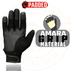 Milwaukee Leather SH76101 Men's Black and Grey Textile Mesh Motorcycle Mechanics Riders Gloves w/ Amara Cloth Bottom
