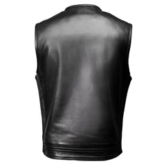 Milwaukee Motorcycle Clothing Co. Men's Quick-Draw Stylesh Premium Black Leather MC Biker Vest MMC30001