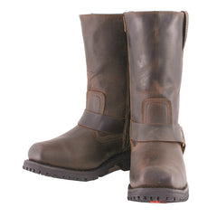 Milwaukee Leather MBM9062 Men's Classic 11-Inch Dark Brown Harness Square Toe Motorcycle Boots