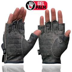 Milwaukee Leather MG7557 Men's Fingerless Distressed Gray Leather Gloves with Gel Padded Palm