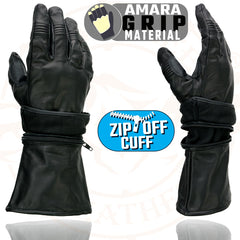 Milwaukee Leather SH710 Men's Black Leather Thermal Lined Gel Palm Gauntlet Motorcycle Goves w/ Removeable Cuff