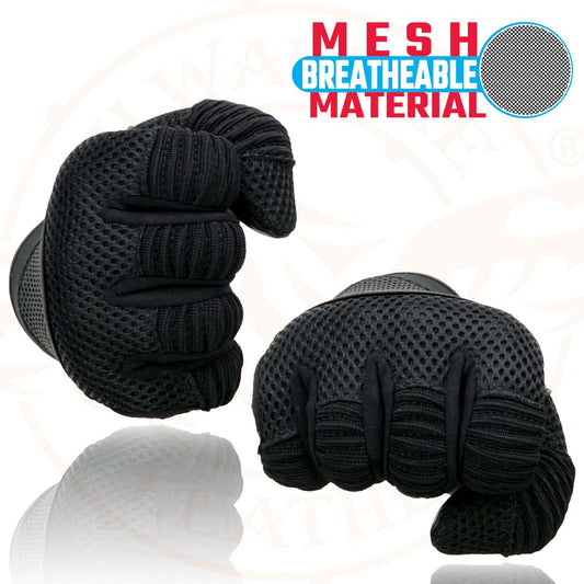 Milwaukee Leather SH791 Men's Black Mesh and Leather Racing Gloves with Leather Palm