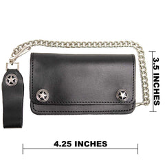 Milwaukee Leather MLW7824 Men's 7" Leather Bi-Fold Biker Wallet w/ Multiple Storage and Swivel Trigger Clip Anti-Theft Stainless Steel Chain
