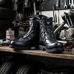 Milwaukee Motorcycle Clothing Company MB440 Men's Black Throttle Motorcycle Leather Boots