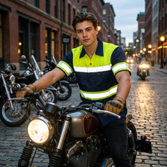 Milwaukee Motorcycle Clothing Co. Men’s Safeway Green/BlueMechanic Rider Ready Shirt w/ Reflective Strip MDM11614
