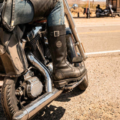 Milwaukee Leather MBL9355W Women's 'Wide Width' Black 14-inch Lace-Up High Rise Motorcycle Leather Boots