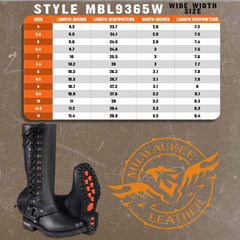 Milwaukee Leather MBL9365W Women’s Wide Width Black Leather Classic Harness 14-inch Square Toe Motorcycle Boots
