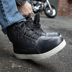Milwaukee Leather MBM9002 Men's Black Leather Reinforced Street Biker Riding Shoes w/ Shift Protect | Ankle Support