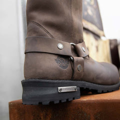 Milwaukee Leather MBM9062 Men's Classic 11-Inch Dark Brown Harness Square Toe Motorcycle Boots