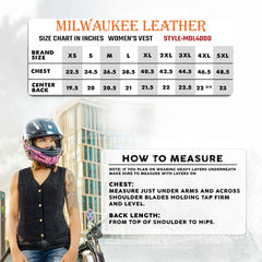 Milwaukee Leather MDL4000 Women's Blue Denim Snap Button Closure Motorcycle Rider Vest