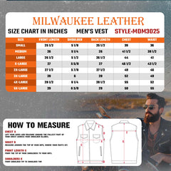Milwaukee Leather MDM3025 Men’s Black Waxy Coated Denim Club Style Motorcycle Rider Vest w/ Shirt Collar