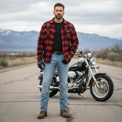 Milwaukee Leather MDM5002 Men's Metro Blue CE Armored Motorcycle Riding Denim Jeans Reinforced w/ Aramid Fibers