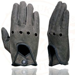 Milwaukee Leather MG7507 Men's Distressed Grey Leather Driving Gloves with Wrist Snap