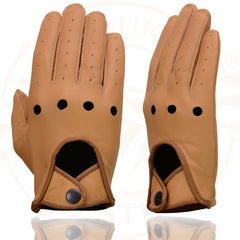 Milwaukee Leather MG7508 Men's Saddle Tan Leather Driving Gloves with Wrist Snap
