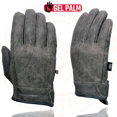 Milwaukee Leather MG7511 Men's 'Gel Palm' Distressed Gray Leather Gloves