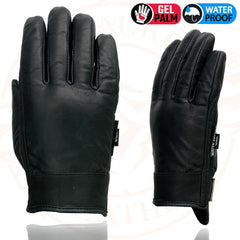 Milwaukee Leather MG7522 Men’s Black Leather Waterproof Cruiser Glove with Gel Palm