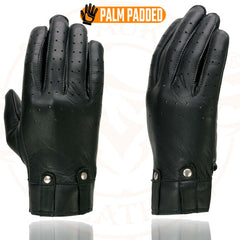 Milwaukee Leather MG7710 Women's Black Perforated Leather Driving Gloves with Gel Palm