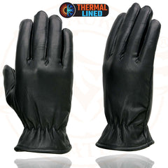 Milwaukee Leather MG7715 Women's Black Leather Thermal Lined Motorcycle Gloves w/ Cinch Wrist Closure