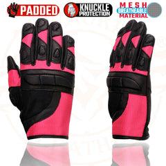 Milwaukee Leather MG7740 Women's Black and Hot Pink Leather with Mesh Racing Gloves