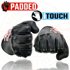Milwaukee Leather MG7772 Women's 'Laced Wrist' Black and Fuchsia Leather Riding Gloves with Gel Palms