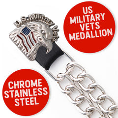 Milwaukee Leather Heart Rose Medallion Vest Extender - Double Chrome Chains Genuine Leather 6.5" Extension MLA6013-Single