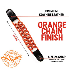 Milwaukee Leather MLA1093 Orange 4 Inch Single Vest Extender - Double Chrome Chains w/ Genuine Leather