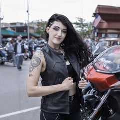 Milwaukee Leather MLL4501 Women's 'Basher' Black SWAT Style Club Style Motorcycle Leather Vest