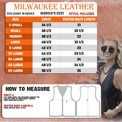 Milwaukee Leather MLL4565 Women's Black Fringed Leather Vest