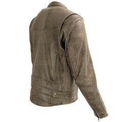 Milwaukee Leather MLM1503 Men's Distressed Brown ‘Racer’ Motorcycle Vented Leather Rider Jacket