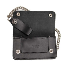 Milwaukee Leather MLW7824 Men's 7" Leather Bi-Fold Biker Wallet w/ Multiple Storage and Swivel Trigger Clip Anti-Theft Stainless Steel Chain