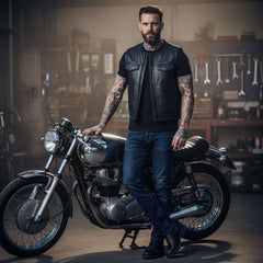 Milwaukee Motorcycle Clothing Co. Men's Low-Key Premium Black Leather Club Style Biker Vest MMC30000