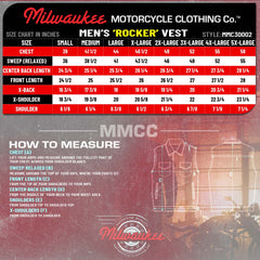 Milwaukee Motorcycle Clothing Co. Men's Rocker Black Leather Premium Club Style Riders Vest MMC30002