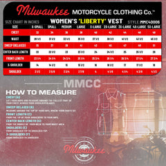 Milwaukee Motorcycle Clothing Co. Women’s Liberty Black and Purple Leather V-Neck Biker Vest w/ Side Lacing MMC40006