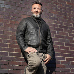 Milwaukee Leather Vintage SFM1808 Men's Brown Leather Seamed Shoulder Zipper Front Jacket