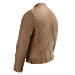 Milwaukee Leather SFM1835 Men's Saddle ‘Café Racer’ Leather Jacket with Snap Button Collar