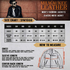 Milwaukee Leather SFM1866 Men's Classic Black Moto Leather Jacket with Zipper Front