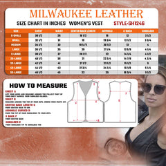 Milwaukee Leather SH1246Z Women's Black Leather Classic Braided Motorcycle Rider Vest w/ Zipper Closure