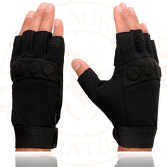 Milwaukee Leather SH44610 Men's Black Textile Fingerless Mechanics Gloves with Amara Bottom