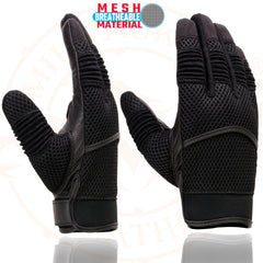 Milwaukee Leather SH791 Men's Black Mesh and Leather Racing Gloves with Leather Palm