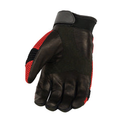 Milwaukee Leather SH791 Men's Black and Red Mesh and Leather Racing Gloves