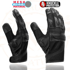 Milwaukee Leather SH802 Women's Black Leather and Mesh Racing Gloves with Padding