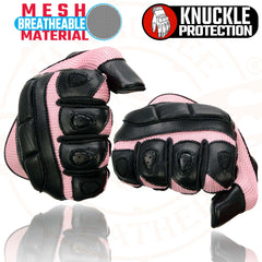 Milwaukee Leather SH802 Women's Black and Pink Leather with Mesh Combo Racing Gloves