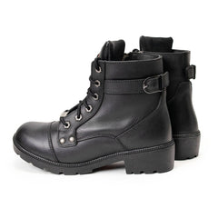 Milwaukee Leather MBL9328 Women's Black Full Grain Leather Classic Motorcycle Riding Boots-Lace-Up Closure Shoes