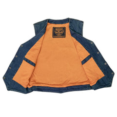Milwaukee Leather MDL4000 Women's Blue Denim Snap Button Closure Motorcycle Rider Vest