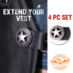 Milwaukee Leather Western Star Medallion Vest Extender - Double Chrome Chains Genuine Leather 6.5" Extension MLA6001-Single