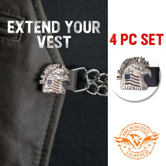 Milwaukee Leather Heart Rose Medallion Vest Extender - Double Chrome Chains Genuine Leather 6.5" Extension MLA6013-Single